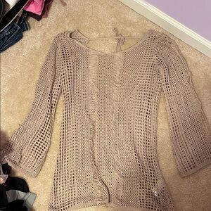 Knit Crochet Women's Swim Coverup in Taupe